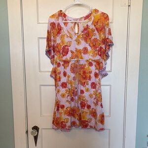 Uncle Frank Women’s Floral Dress with Pink and Orange Size S